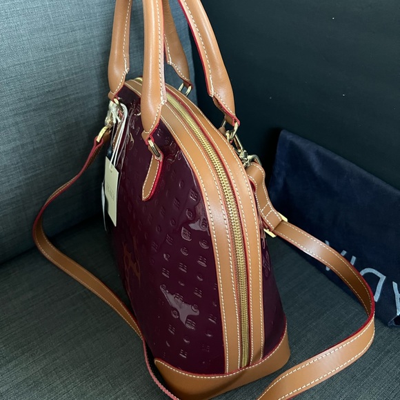 NWT ARCADIA PATENT LEATHER SATCHEL HANDBAG PURSE - Picture 4 of 11